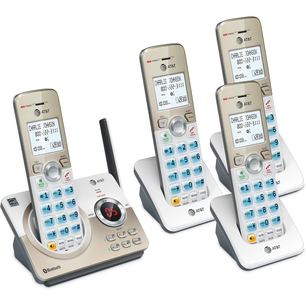 AT&T 4-Handset DECT 6.0 Expandable Cordless Home Phone with Large Display Big B